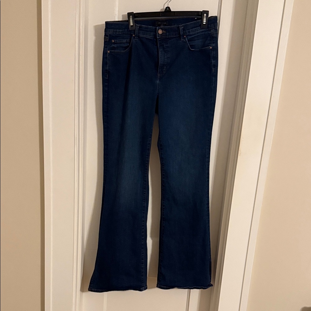 Ann Taylor dark wash The Boot mid-rise bootcut split hem jeans size 12